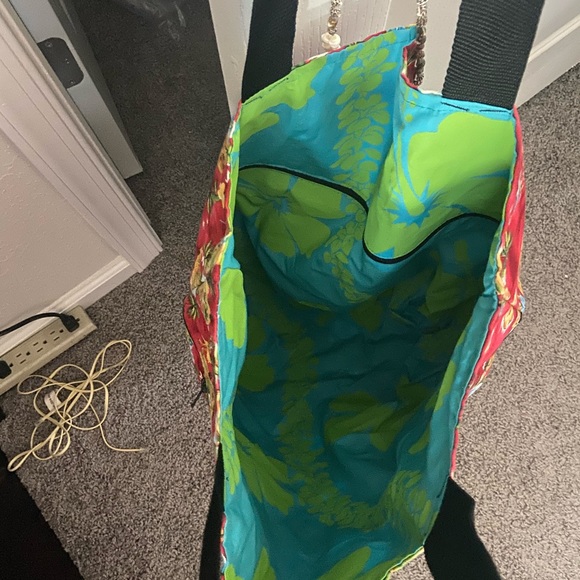 Large Reversible Hawaiian Print Tote Bag - Picture 2 of 4